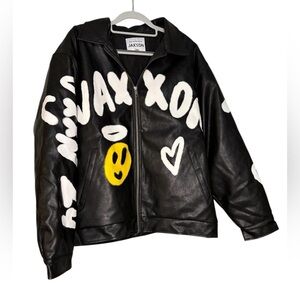 NWT Jaxxon faux leather The view is better up here graffiti jacket